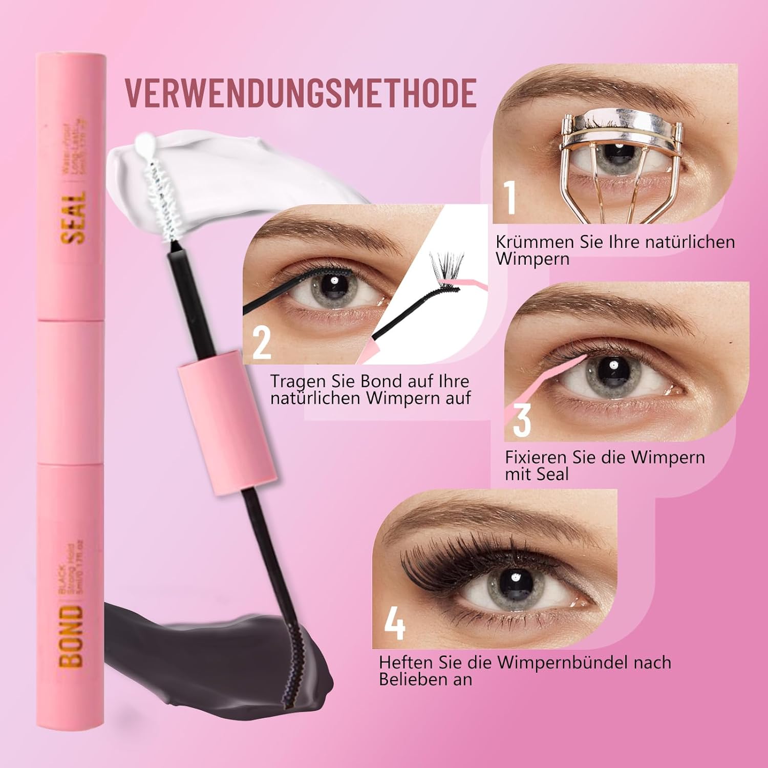 Detalle de Inexorablex Wimpern Extensions Set – Cluster Lash (8–16 mm) mit Lash Bond & Seal, Pinzette & Pinsel (570 pcs)