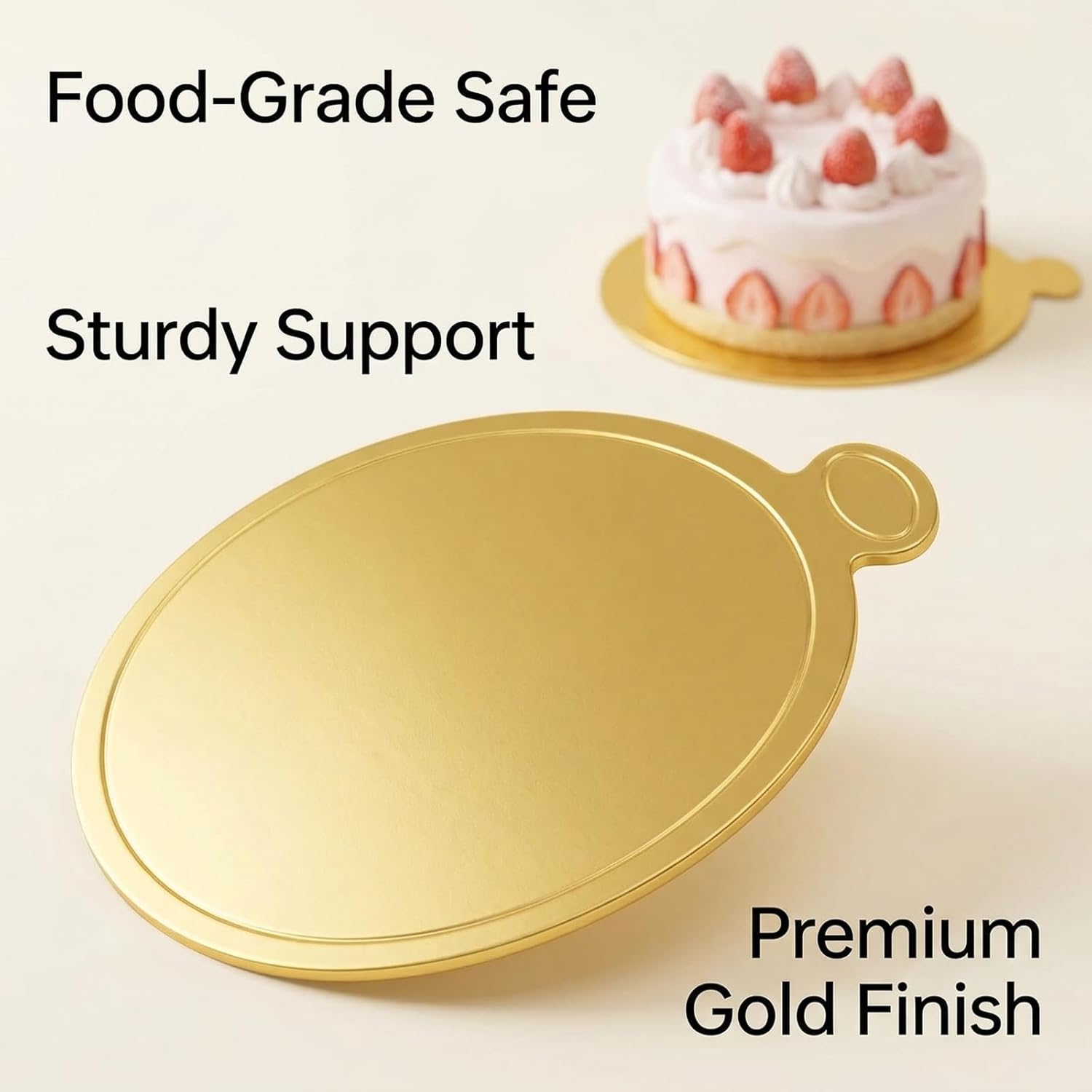 Thumbnail 2 de JUNEDEFFHUA 4-Inch Mini Cake Boards, 100-Pack, Round Gold, Grease-Resistant