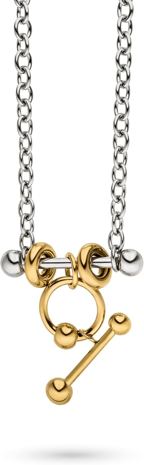 Detalle de LIEBESKIND BERLIN Urban Collection Halskette – Edelstahl, Bi-Color, IP Gold poliert, 45 cm