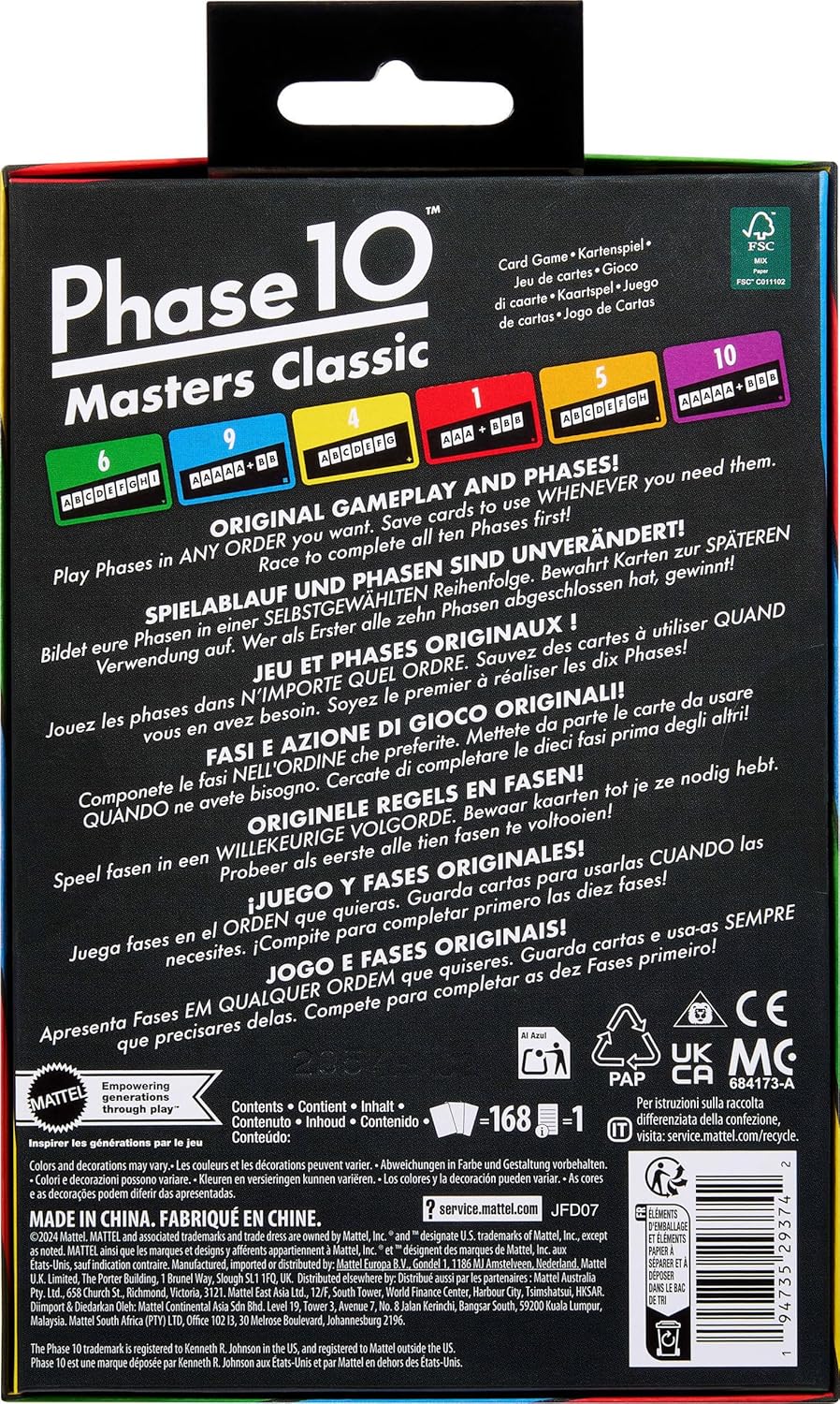 Thumbnail 5 de Phase 10 Masters Classic — Jeu de cartes familial (60 cartes) par Mattel Games