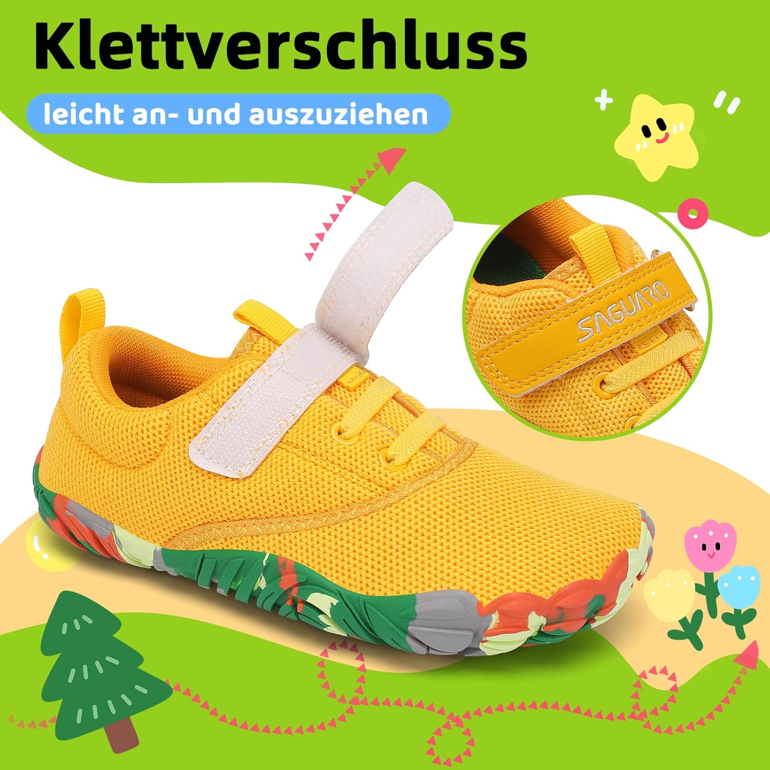 Detalle de SAGUARO Kinder Barfußschuhe Leicht – rutschfest & flexibel, Größe 24–36