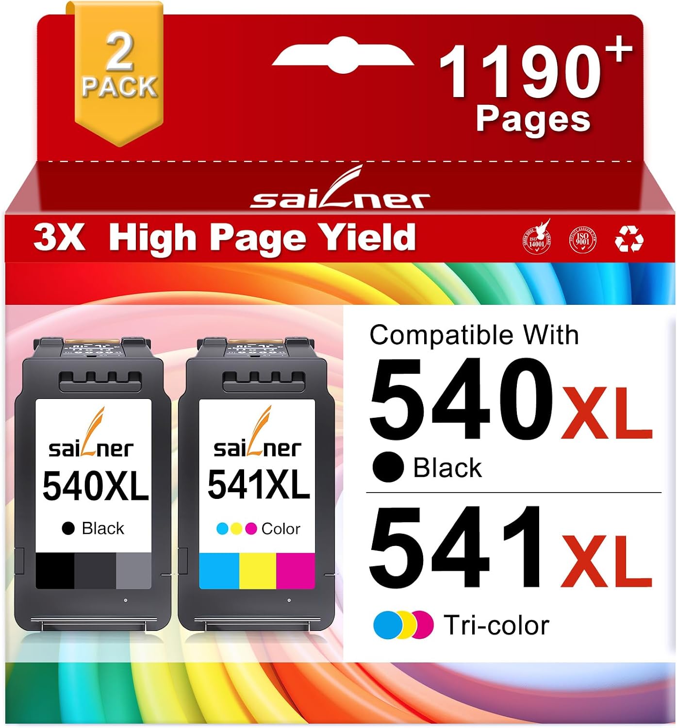 Detalle de SAILNER 540XL & 541XL Twin Pack (Remanufactured) for Canon PG-540XL Black & CL-541XL Colour