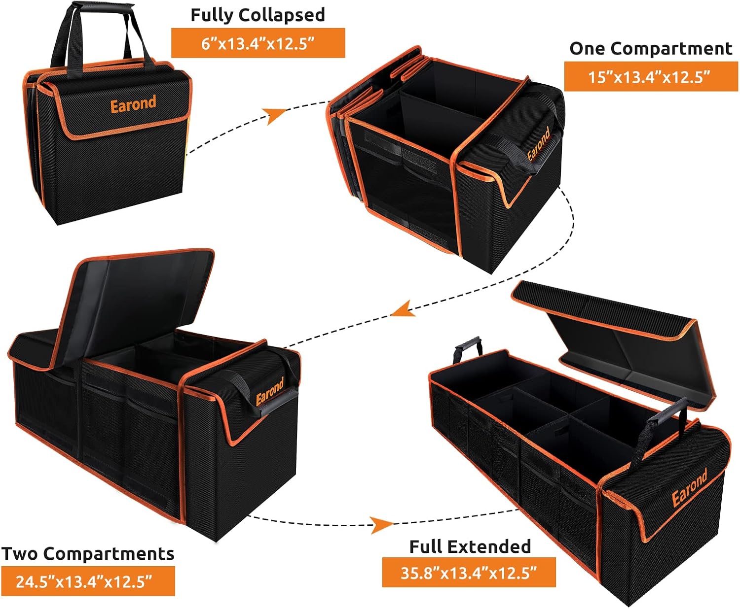 Detalle 2 de EAROND Large Trunk Organizer with Cooler, 3 Compartments