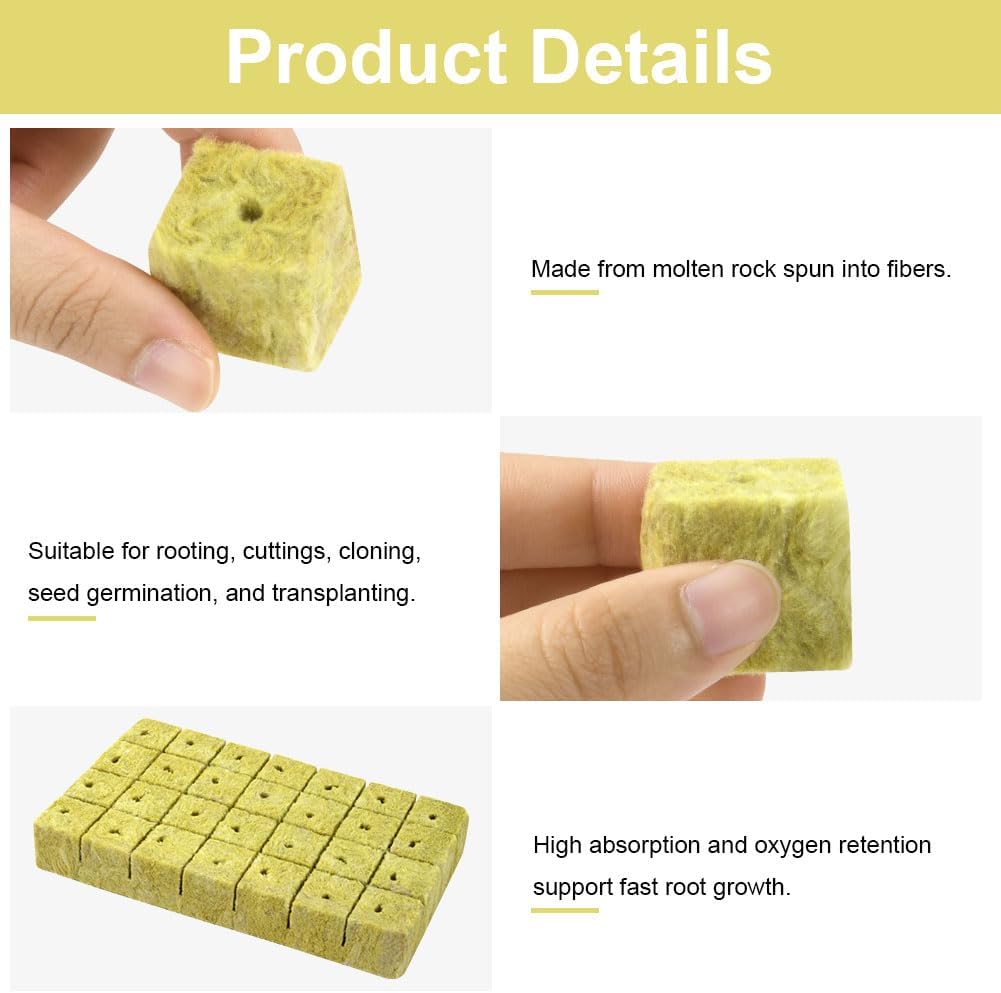 Detalle de OFFCUP 56 Rock Wool Growing Cubes, 4 x 4 x 4 cm for Hydroponics