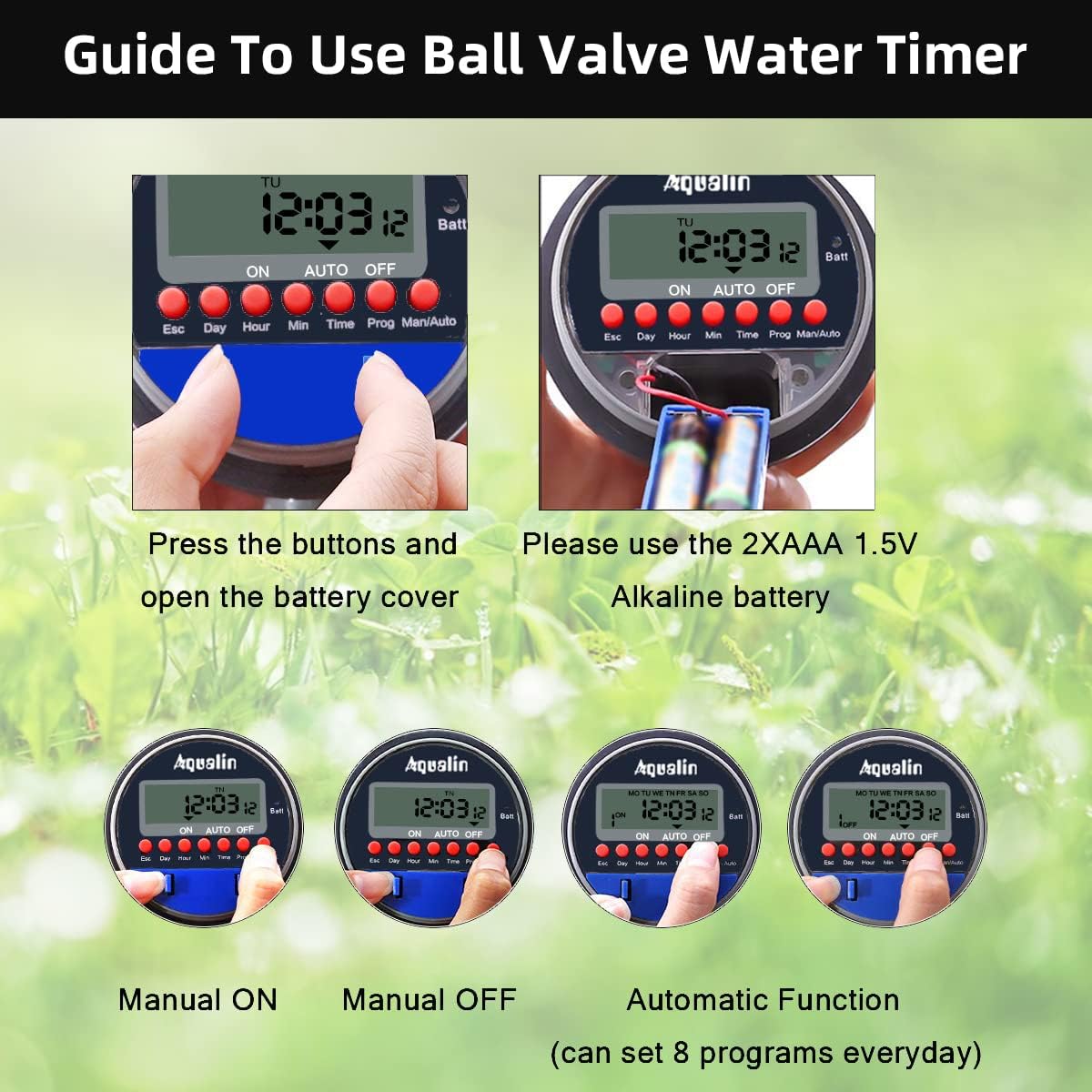 Thumbnail 3 de Aqualin LCD Temporizzatori per irrigatori Giardino: timer elettronico con LCD e 8 programmi