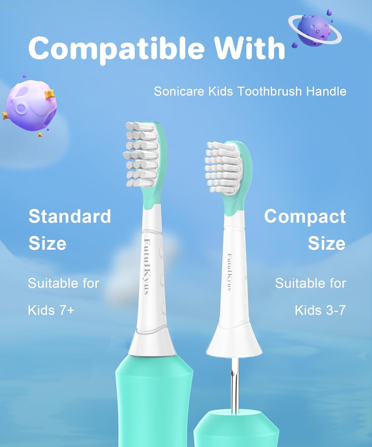 Thumbnail 2 de Kids Replacement Heads for Philips Sonicare: 8-Pack (Pink & Blue) for 3+ Years Old