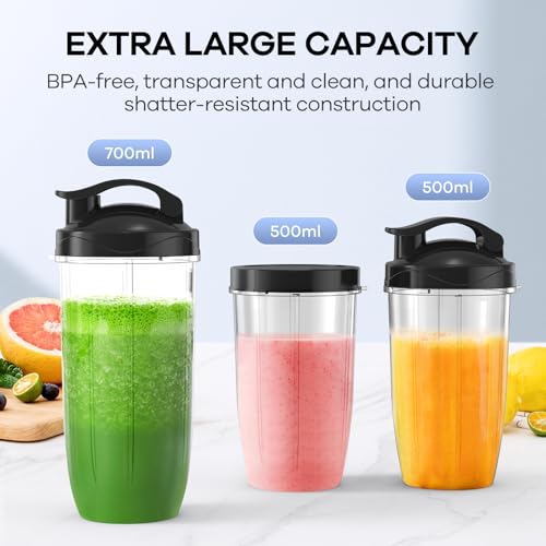 Detalle de Ganiza Mixeur 900W avec 3 gourdes portables – Blender personnel et nomade