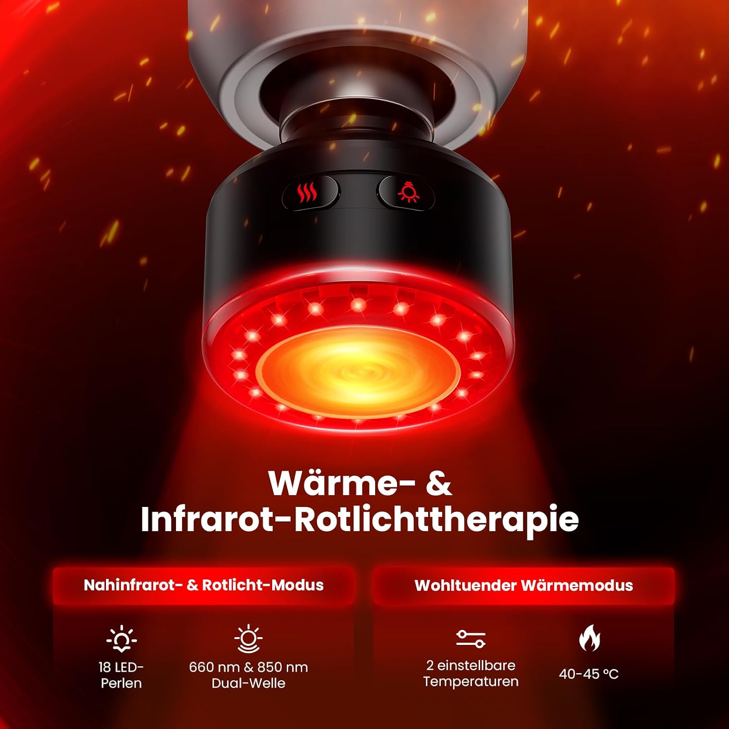 Detalle de BOB AND BRAD C2 Ultra Massagepistole mit Wärmefunktion & Rotlichttherapie – tragbares Percussion-Massagegerät