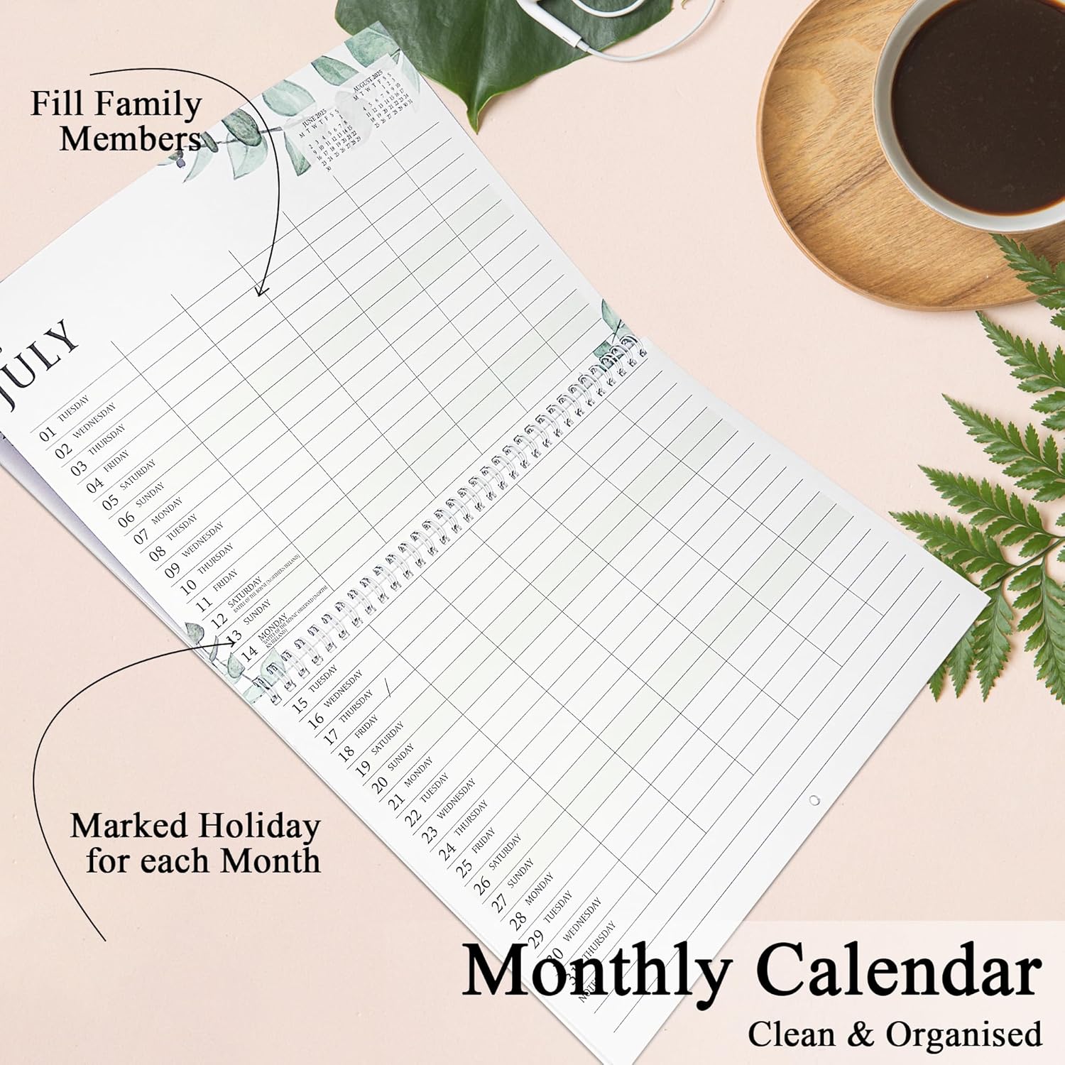 Thumbnail 5 de Family Calendar 2026 UK Family Planner – 18 Month to View Wall Calendar