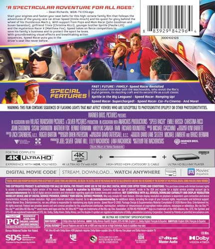 Detalle 1 de Speed Racer (4K Ultra HD + Digital) by WB
