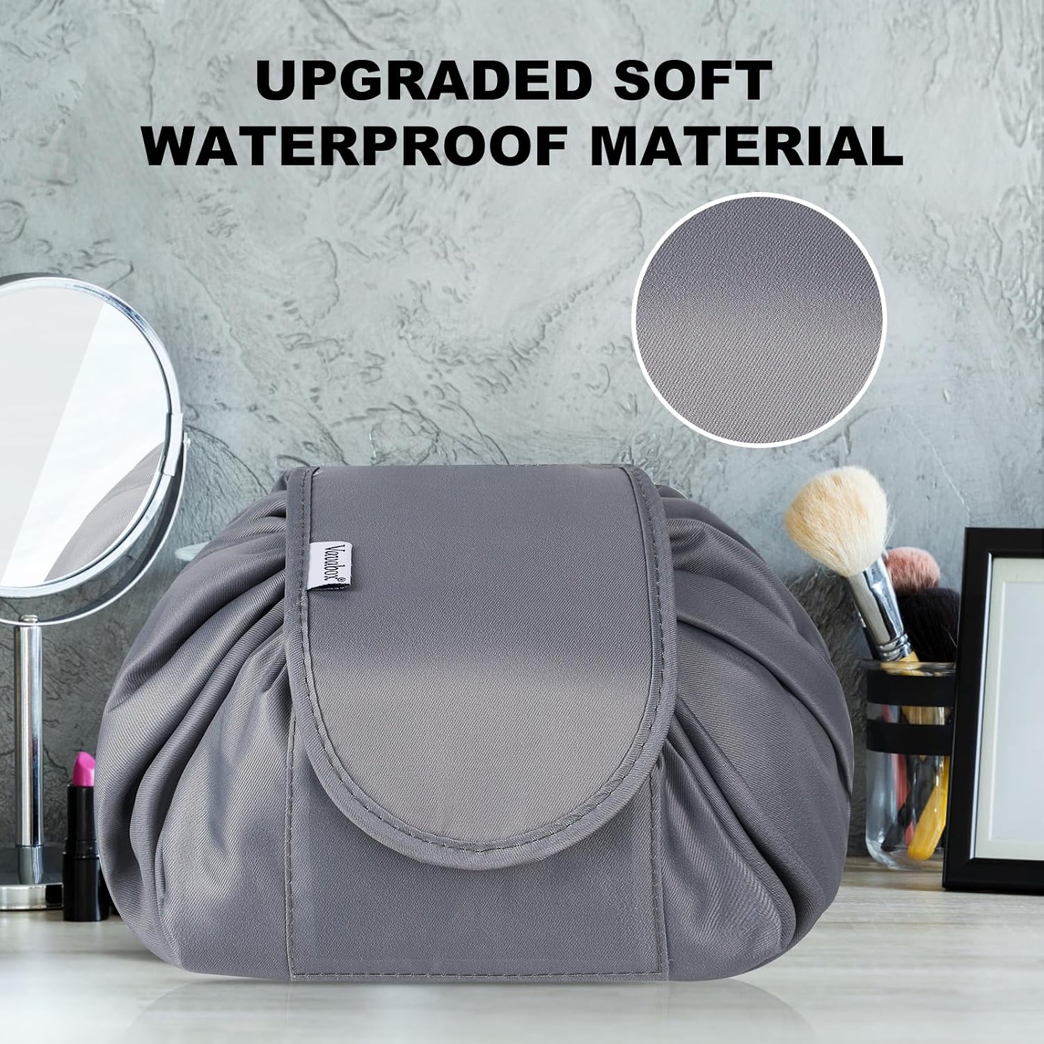 Thumbnail 1 de Lazy Drawstring Makeup Bag (Large Capacity, Waterproof) in Grey