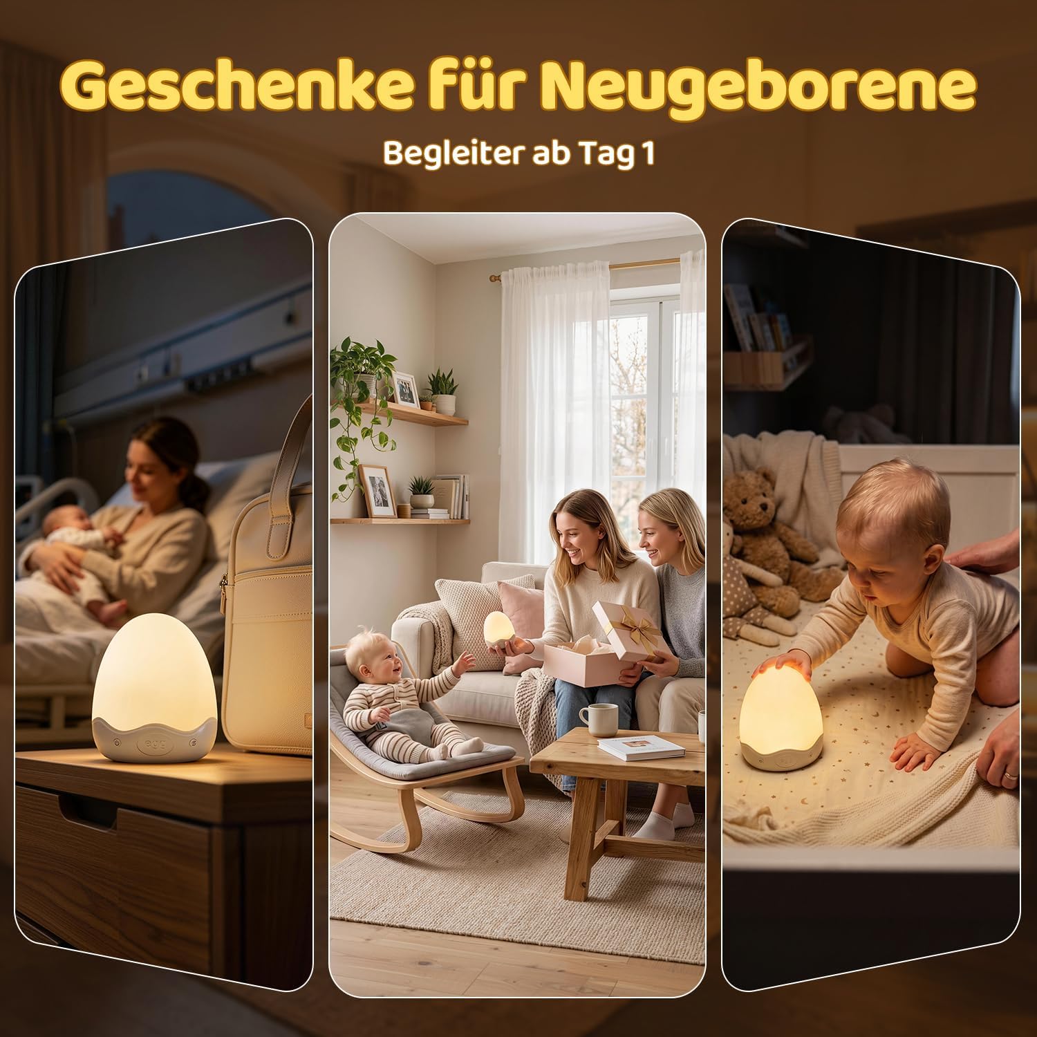 Detalle 2 de COOLNIGHT Nachtlicht Kinder Eggy Egg – dimmbares Stilllicht mit Touch, Fernbedienung, 10 Farben und langer Akku