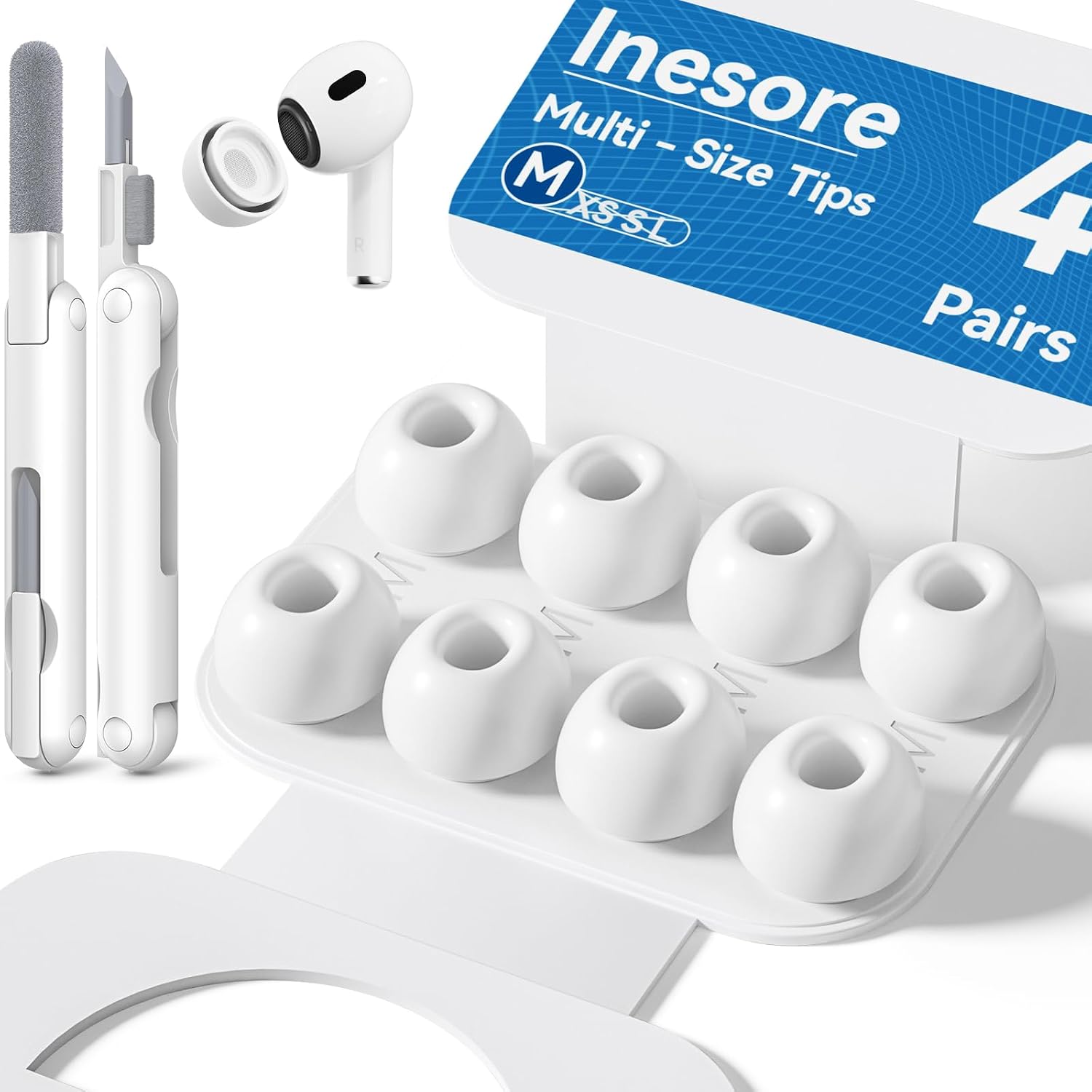 Detalle de Inesore Replacement Ear Tips for AirPods Pro (2nd & 1st Gen) – Medium, White