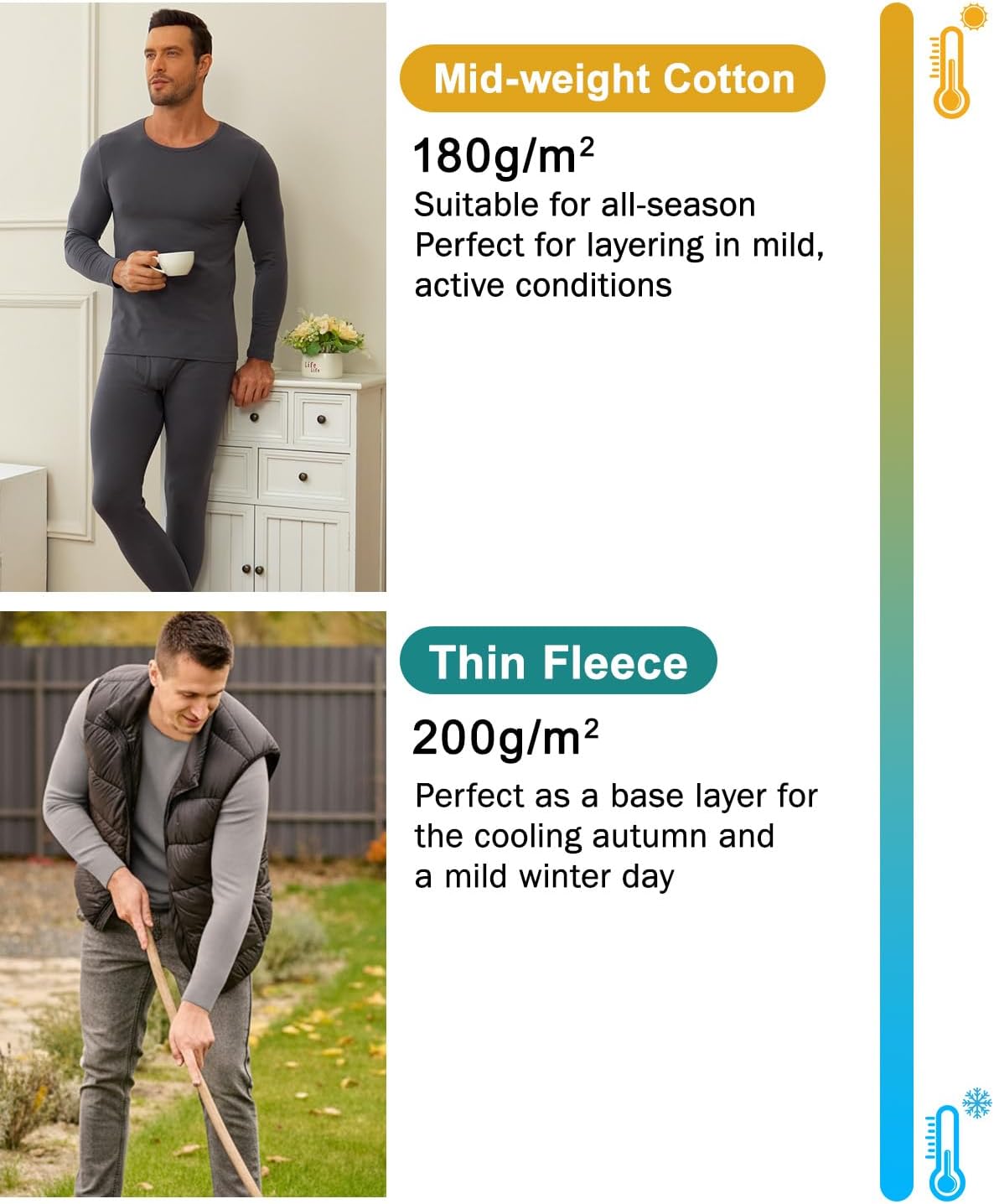 Thumbnail 5 de wirarpa Men's Thermal Underwear Set Fleece Lined Base Layer