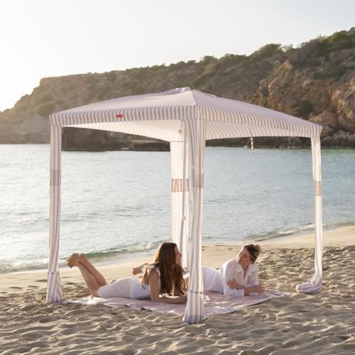 Detalle de Flamingueo Carpa Playa Beach Tent: refugio plegable UPF 50+ para playa, jardín y piscina