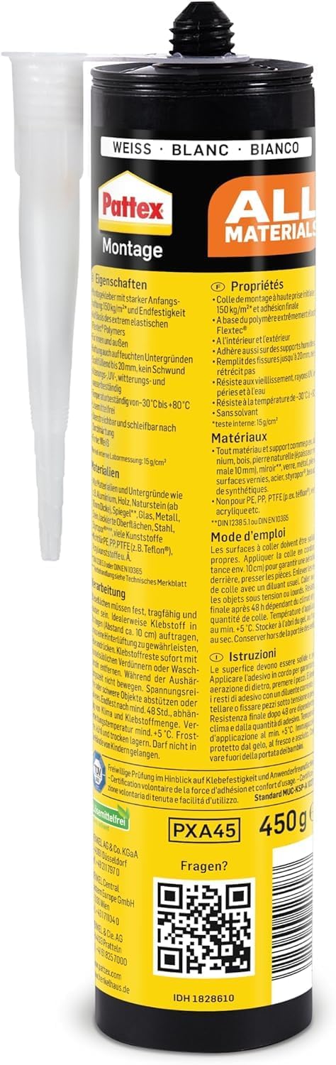 Thumbnail 1 de Pattex Montagekleber All Materials, 1 x 450 g – stark haftender Kleber für Innen & Außen