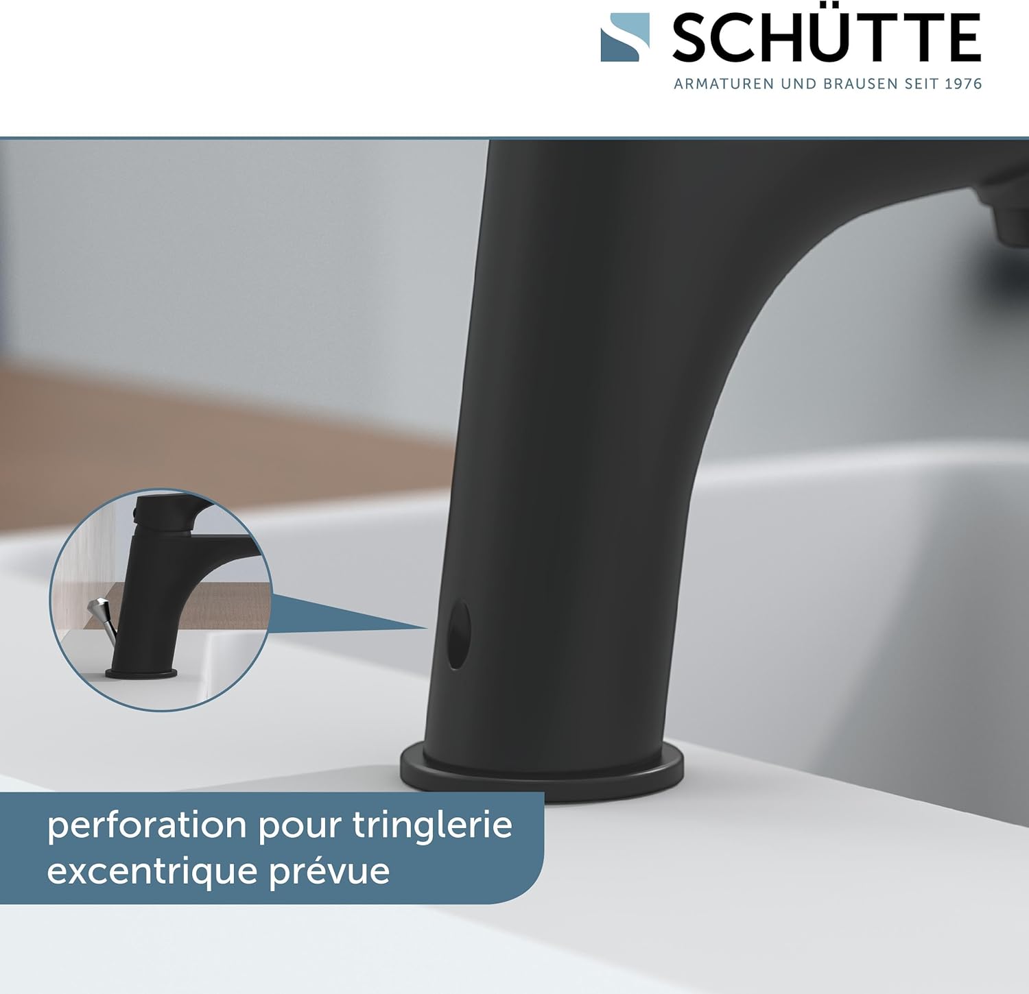 Thumbnail 4 de SCHÜTTE BOSTON: Robinet de lavabo noir mat – mitigeur moderne avec vidage Push-Pop et assemblage complet