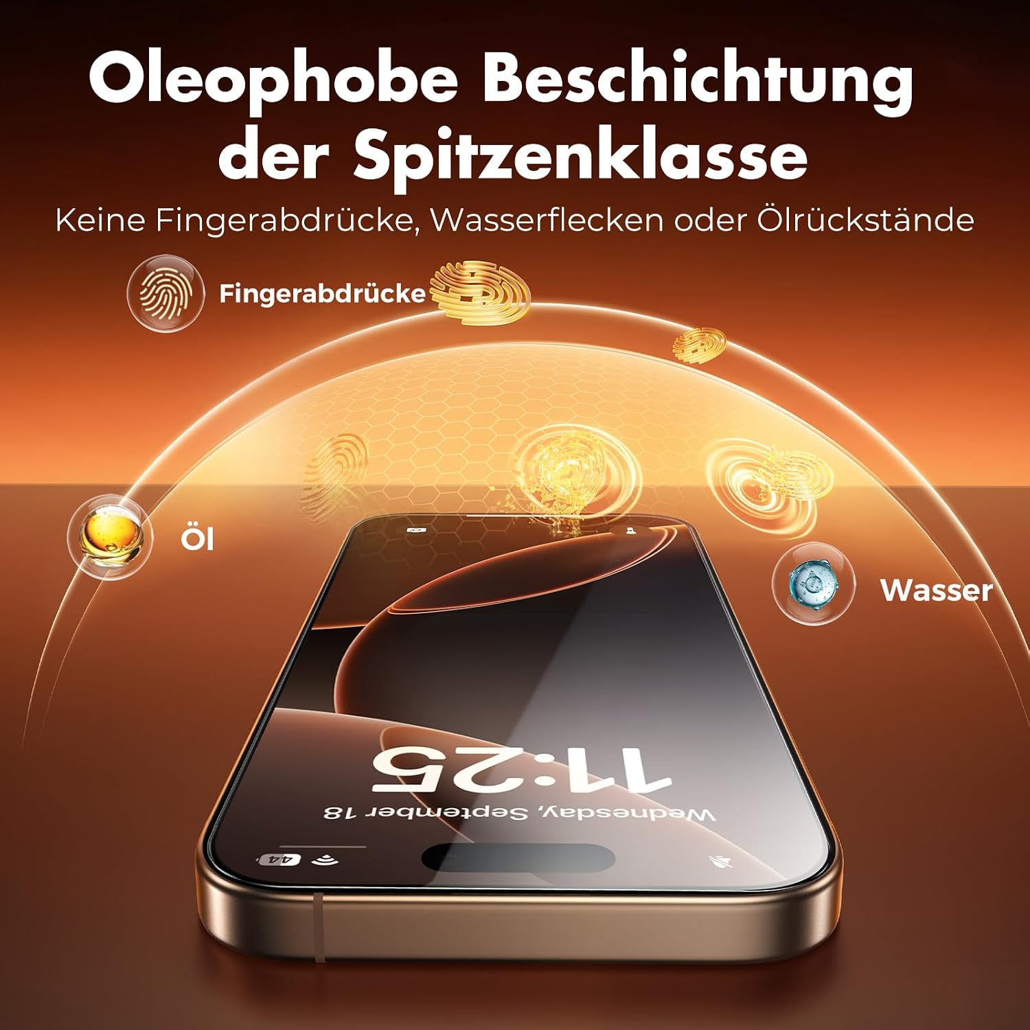 Detalle de UNBREAKcable Bildschirmschutz für iPhone 16 Pro – 3er Pack, bruchsicheres HD-Glas, Vollständiger Schutz