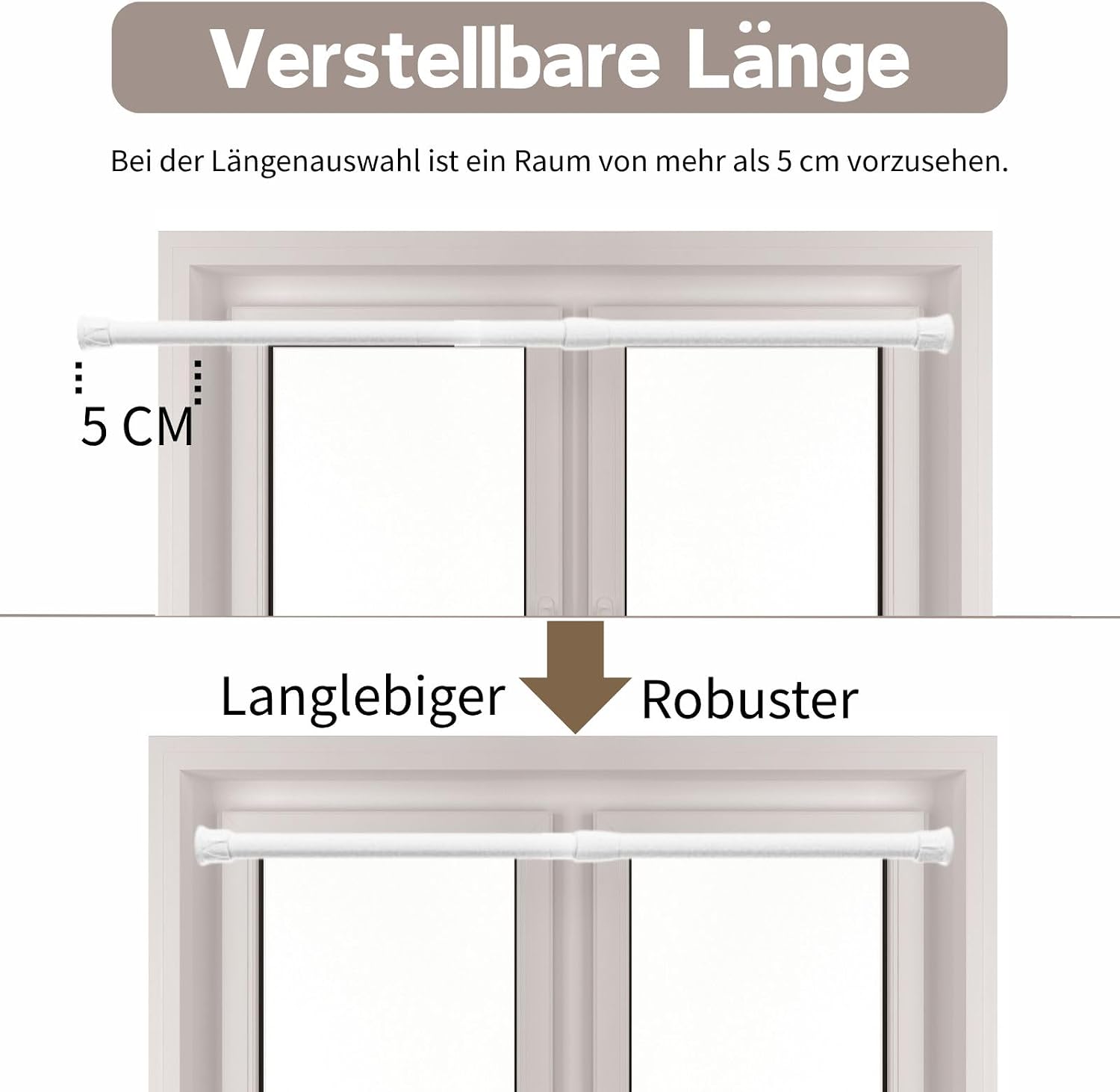 Detalle de GDEVKHN NO3-SSG-3 uitschuifbare gordijnroedes, zwart, 45–60 cm, 13 mm