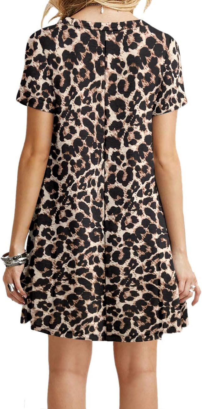 Detalle de MOLERANI Damen Sommerkleid Casual T-Shirt Kurzarm – Lockeres Strandkleid mit elastischem Fit