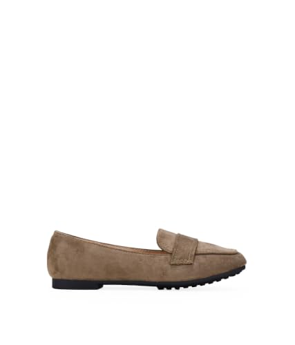 Detalle de BOSANOVA Mocasines Planos para Mujer en Ante Vegano Taupe, Talla 41