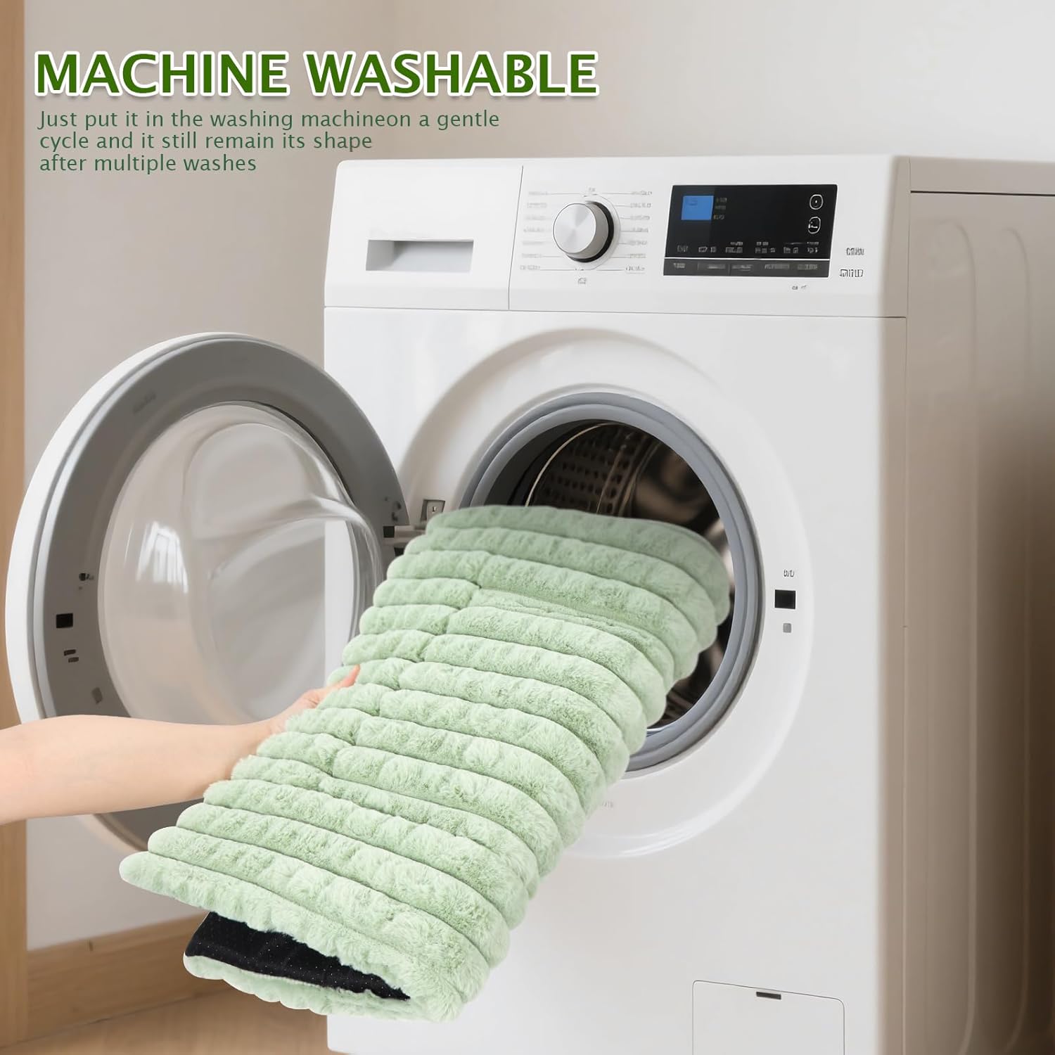 Detalle de BVAGSS Dog Bed Washable Crate Mattress – 100x80cm Memory Foam Calming Pad in Green