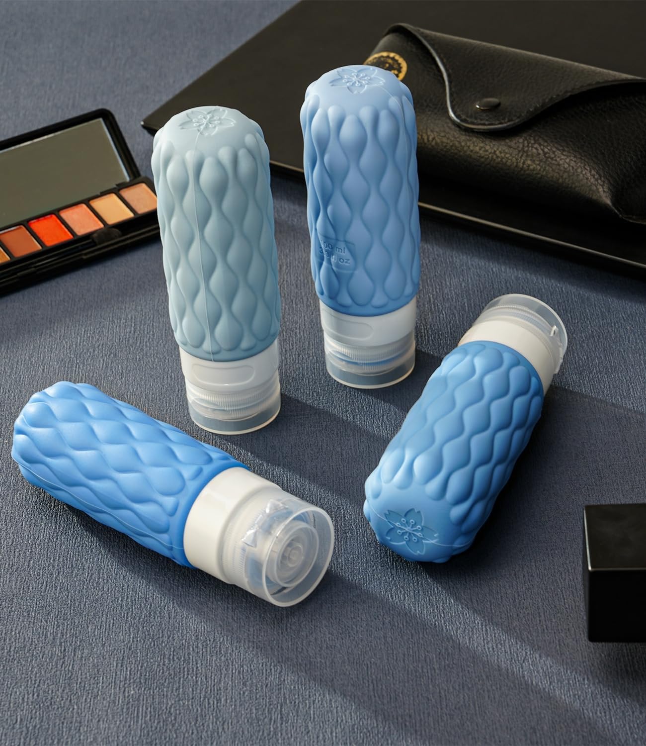 Detalle de Lericttor 100ml Silicone Travel Bottles with Labels and Clear Bag – Leakproof Refillable Set for Toiletries