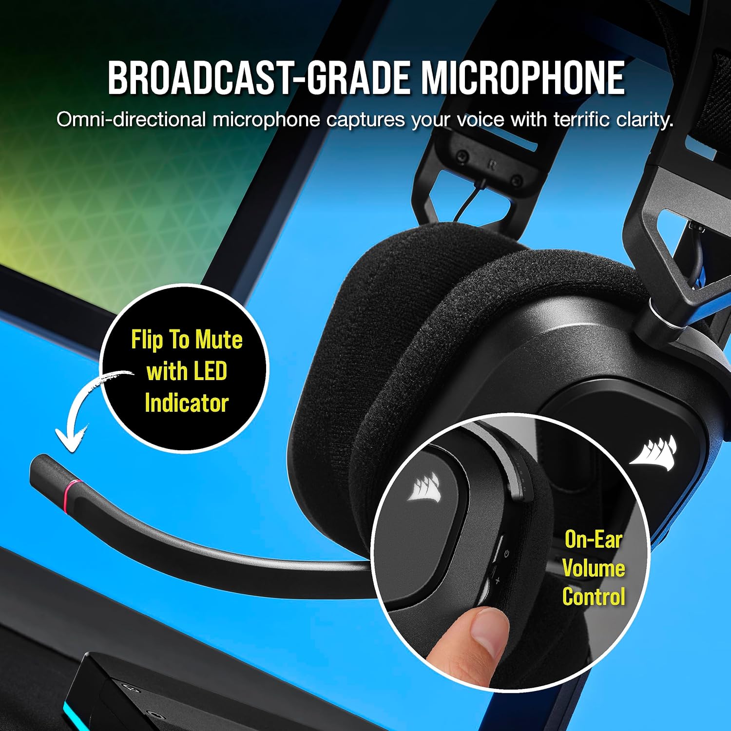 Thumbnail 5 de Corsair HS80 RGB Wireless Multiplatform Gaming Headset (Dolby Atmos, iCUE Compatible) - Black