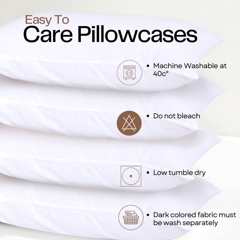 Thumbnail 6 de Rehan & Co White Pillow Cases 4 Pack – 50 x 75 cm, 200 Thread Count Egyptian Cotton