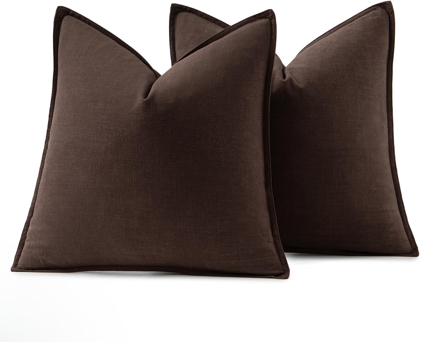 Detalle de MIULEE Linen Throw Pillow Covers, Set of 2, 18 x 18, Dark Brown