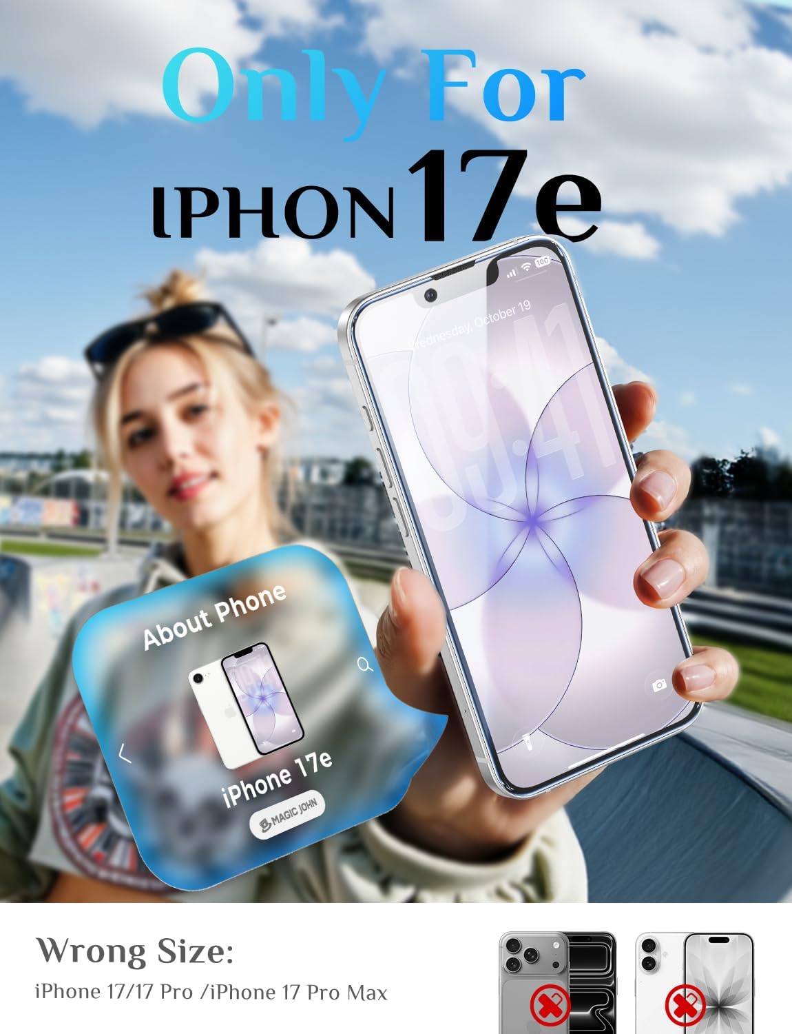 Thumbnail 3 de MAGIC JOHN 2 Pack for iPhone 17e Screen Protector – HD Clear, 9H Tempered Glass, Bubble-Free Installation