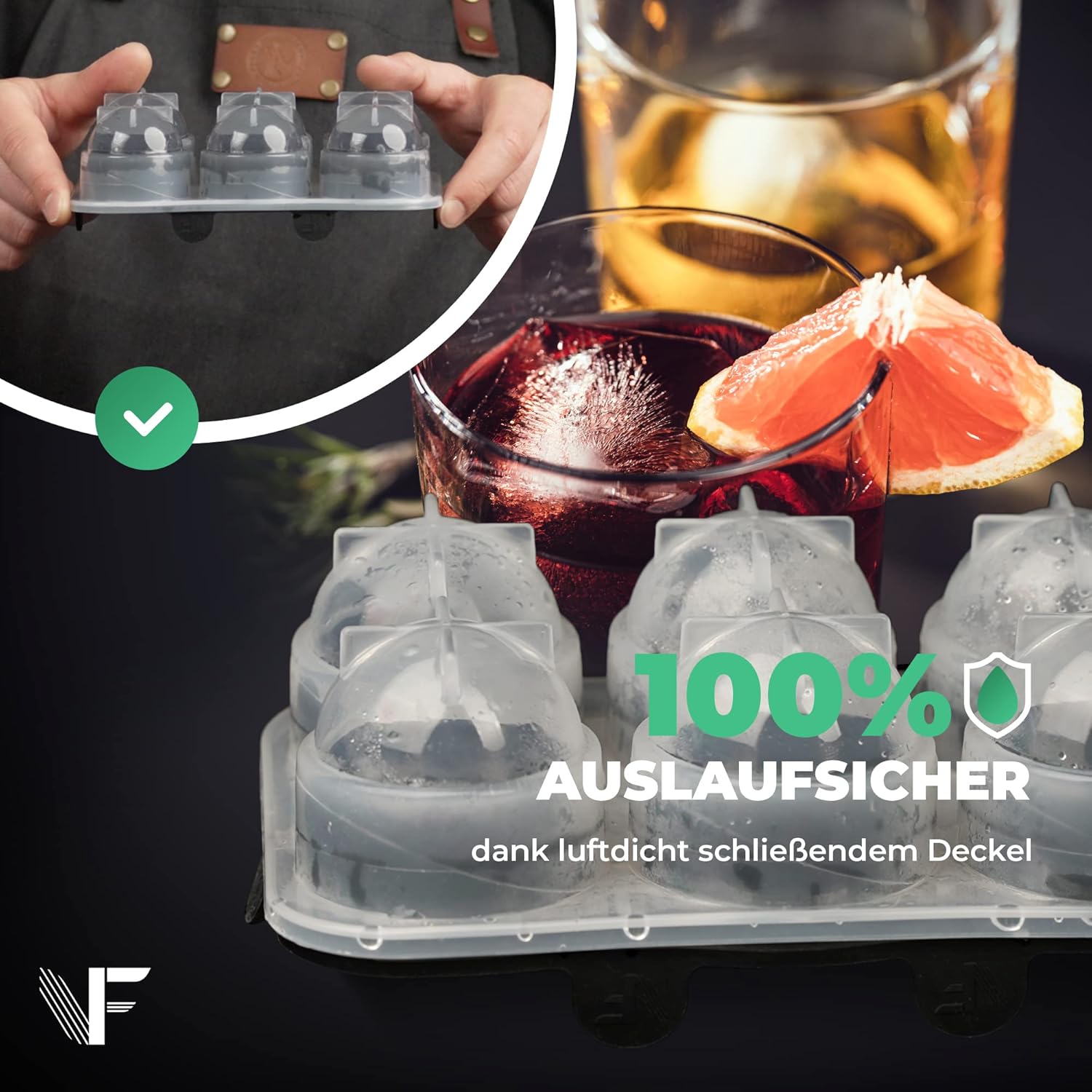 Thumbnail 3 de Neighbour’s Friend patentierte Eiskugelform (2er-Set) aus Platinsilikon für XXL Eiswürfel – rund, spülmaschinengeeignet