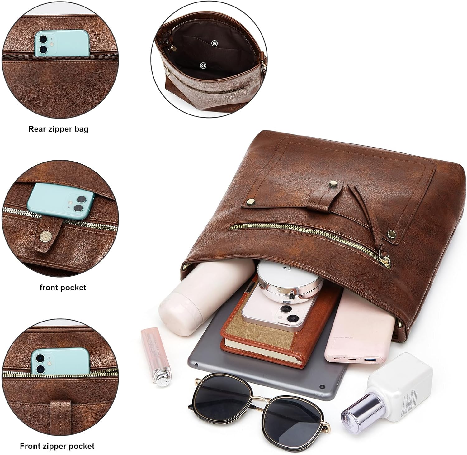 Thumbnail 5 de DOB SECHS Umhängetasche aus weichem PU-Leder für Damen – Vielseitige Crossbody mit mehreren Taschen