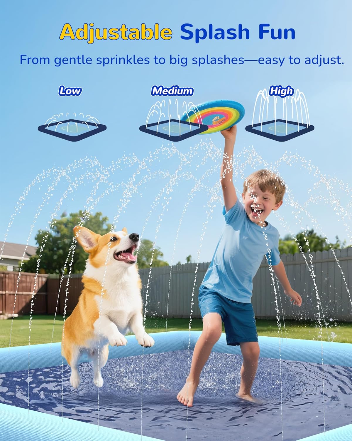Detalle de VISTOP Non-Slip Splash Pad for Kids and Dogs – 116 x 72 inch Thick 0.55mm Blue