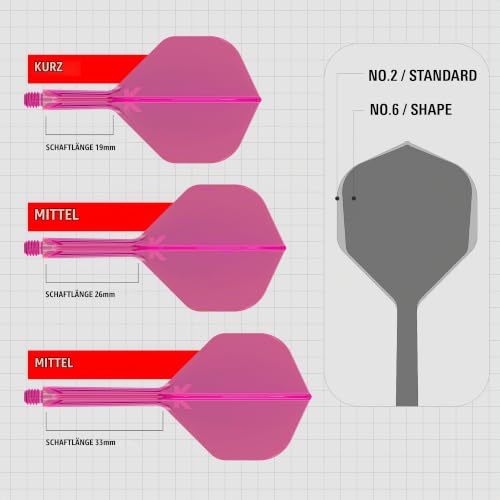 Detalle de Target Darts K Flex Integrierter 2-in-1 Flight & Shaft, Nr. 2 Rosa – 3er-Pack