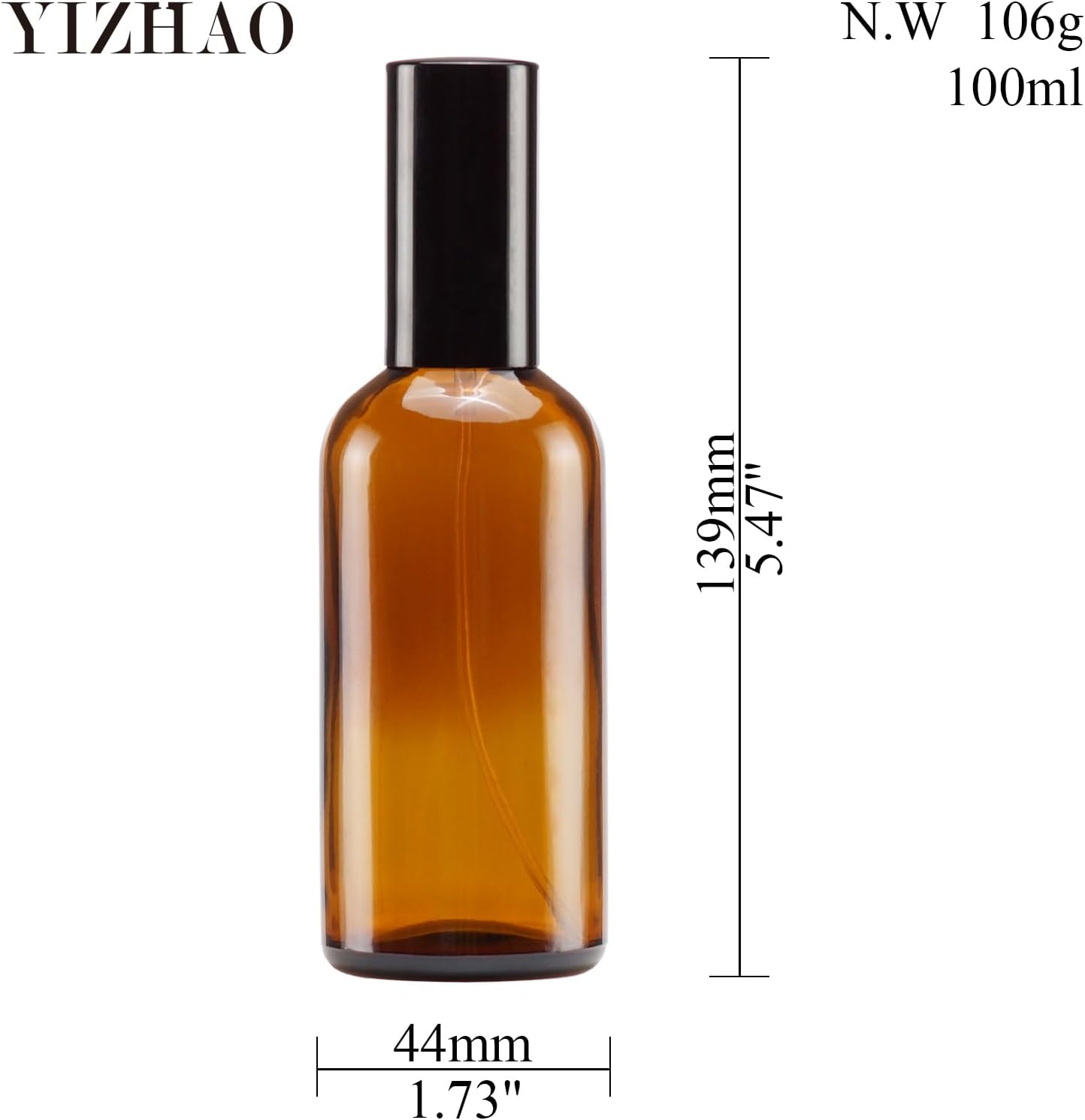 Detalle de YIZHAO Braunglas Sprühflasche 100 ml – wiederverwendbar, feiner Nebel, Reise-Set (9 St.)
