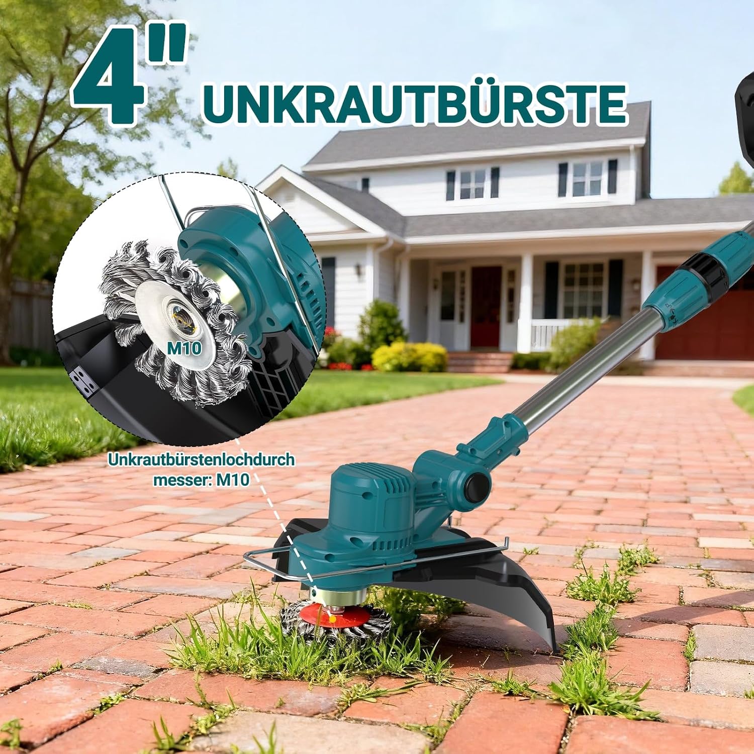 Detalle de Hengriacly Akku Rasentrimmer für Makita-Akkus – 21V robuster Freischneider mit 4-in-1 System (inkl. 2x 4,0Ah Akkus & Ladegerät)