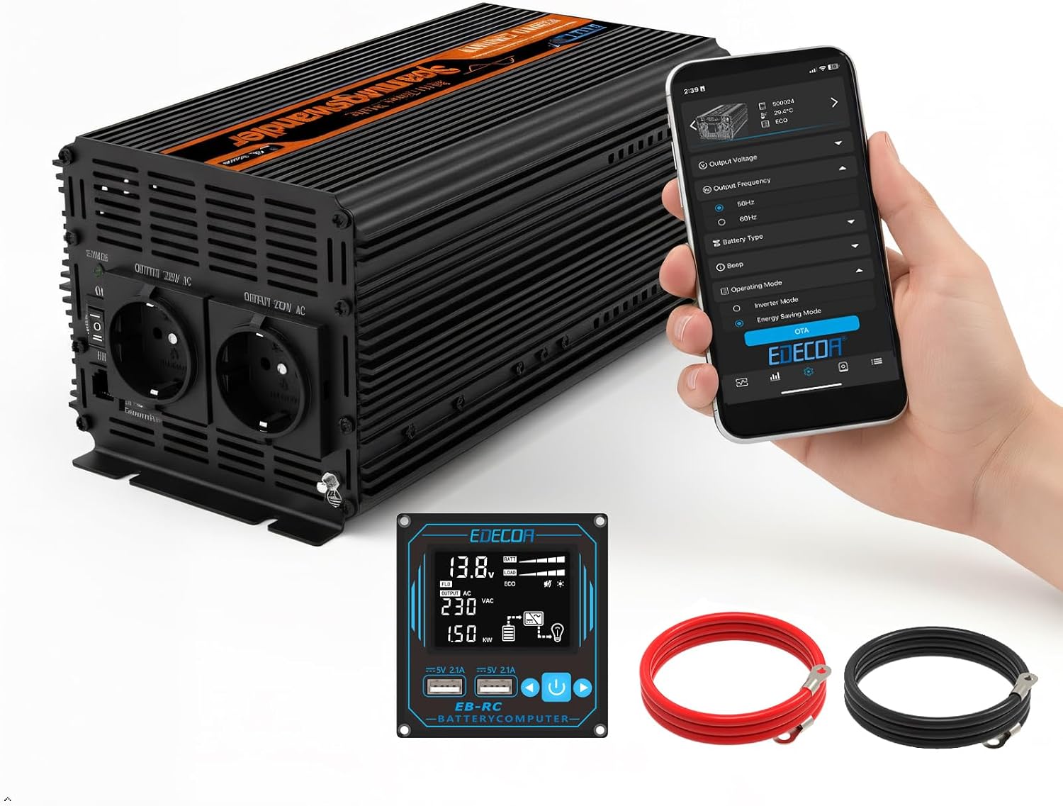 Thumbnail 6 de EDECOA Power Inverter 12V→220V Pure Wave da 2000W con telecomando e USB