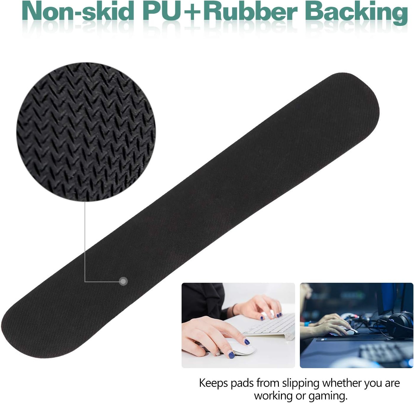 Detalle 1 de Moko Keyboard and Mouse Wrist Rest Set, Memory Foam