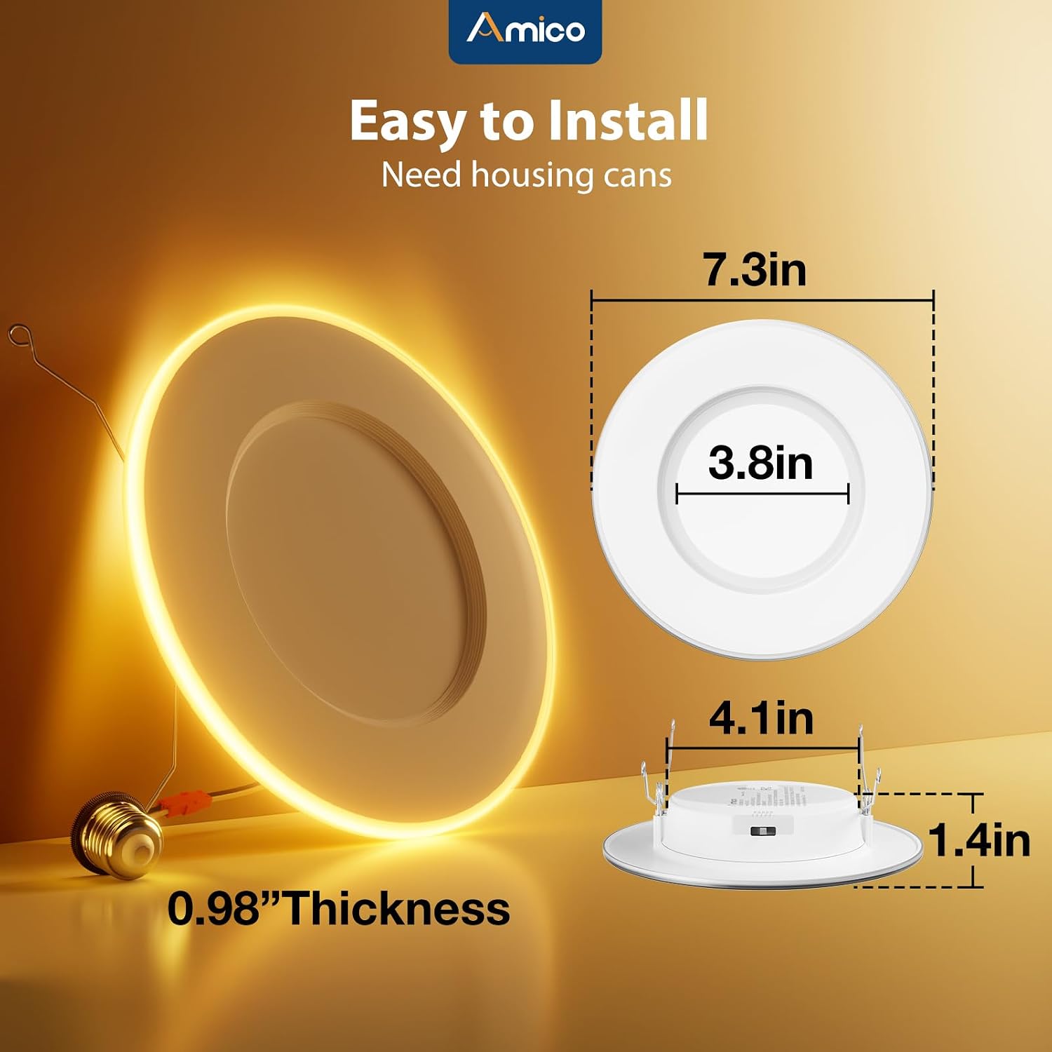 Detalle de Amico LED recessed retrofit lights, 5/6-inch