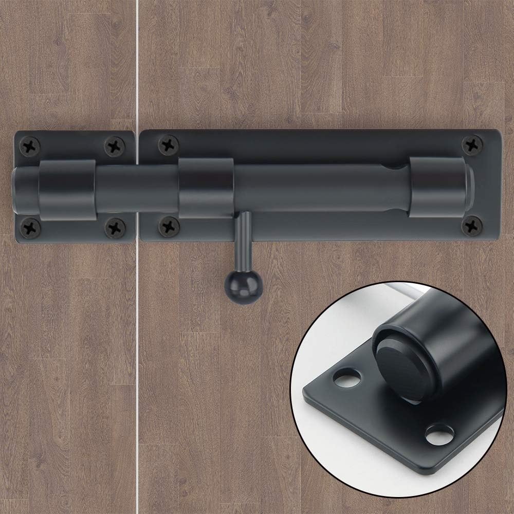 Thumbnail 1 de Sayayo EMS8000-B Slide Gate Latch Bolt — 150mm, 16mm Ø Bar, SUS304 Stainless Steel, Matte Black