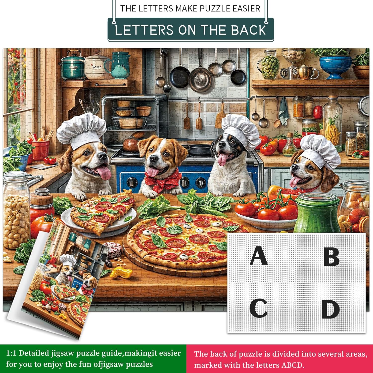 Thumbnail 3 de Puzzles 1000 Pieces Dogs' Pizza Meal jigsaw puzzle
