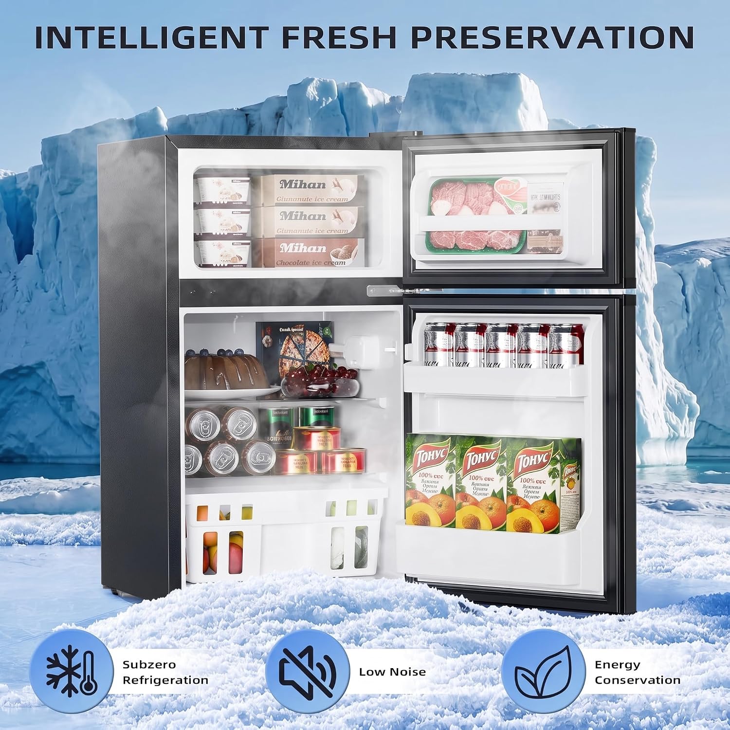 Detalle 2 de Antarctic Star BCD-87 3.2 Cu. Ft. 2-Door Compact Refrigerator with Freezer