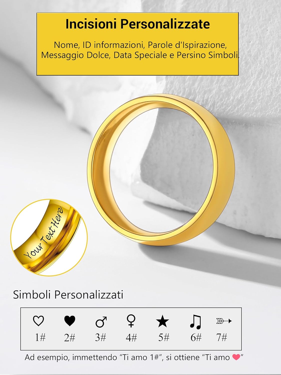 Thumbnail 3 de PROSTEEL Anello unisex Incisione Personalizzabile in Acciaio Inossidabile 316L placcato oro 18K o nero – Confezione regalo