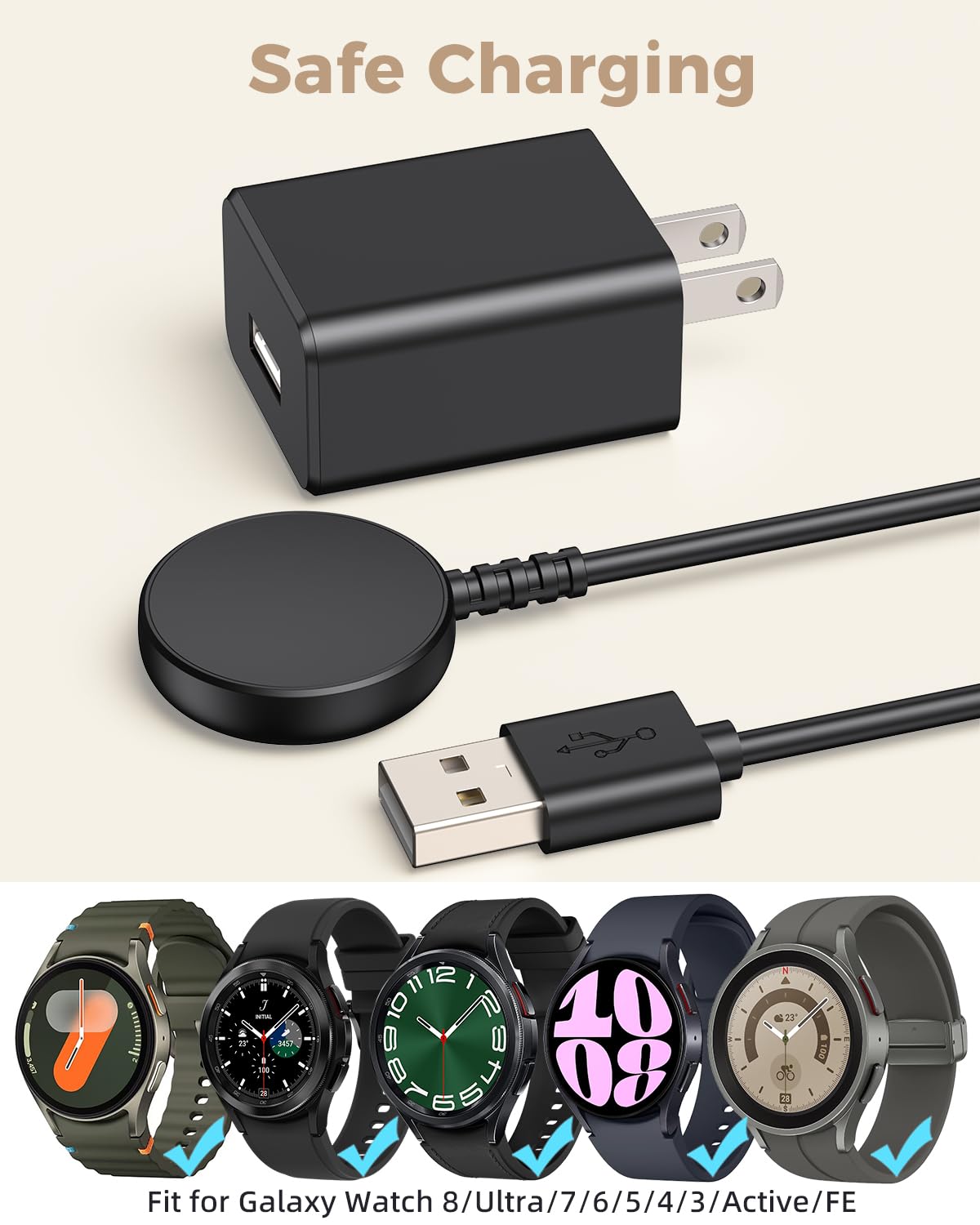 Thumbnail 1 de Watch Charger for Samsung Galaxy Watch with 3.3ft Magnetic USB A Charging Cable
