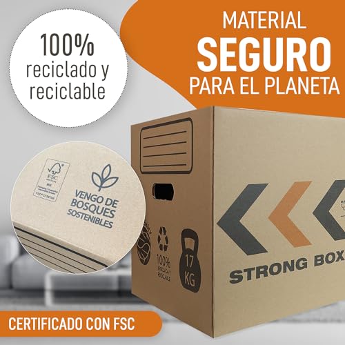 Thumbnail 4 de MARCPRINT: 10 Cajas de Mudanza Talla L (45 L) 50x30x30 cm, Reforzadas con Precinto, FSC y 100% Reutilizables