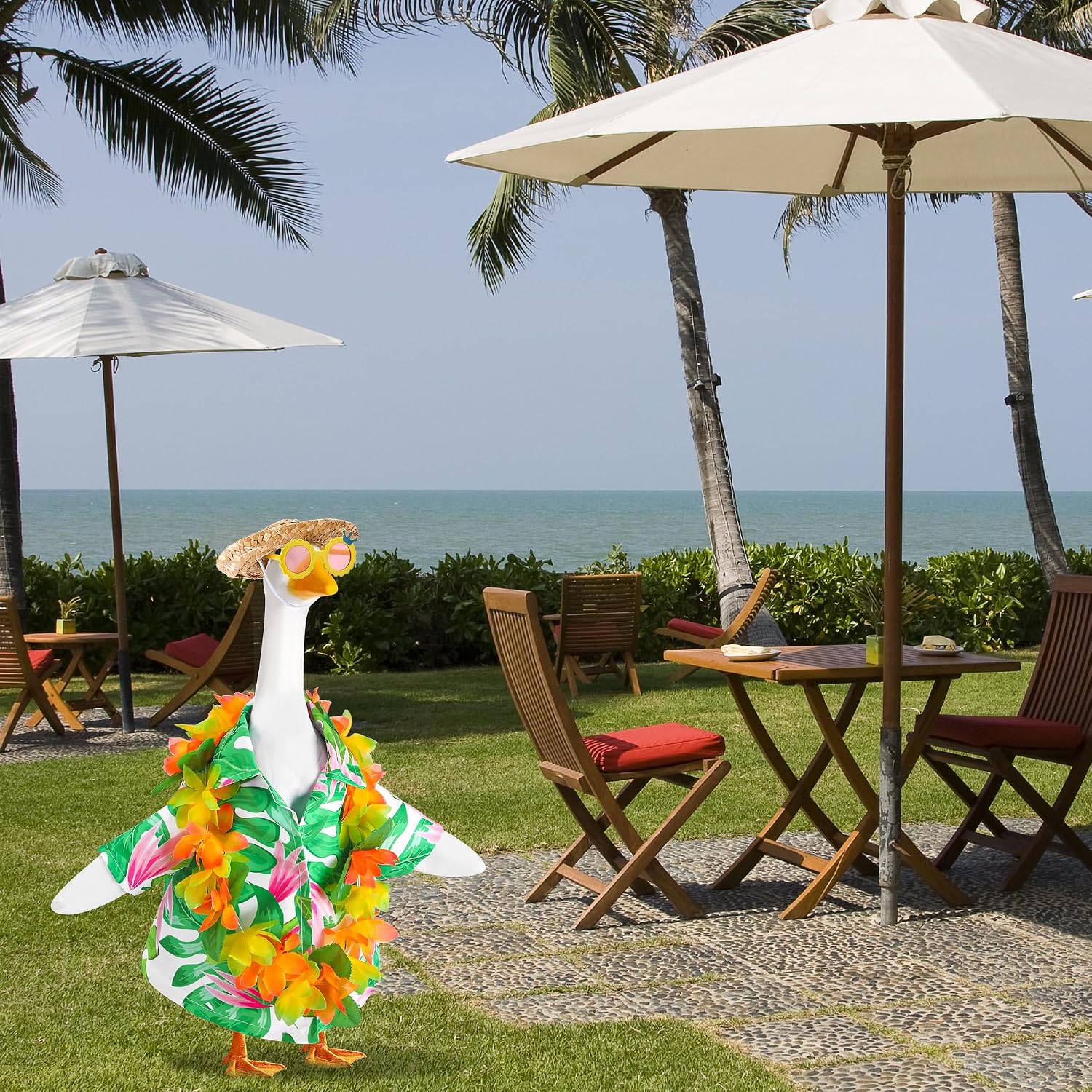 Detalle 1 de DECOHS Hawaiian Porch Goose Outfit Set for 23" Statues, 4-Piece