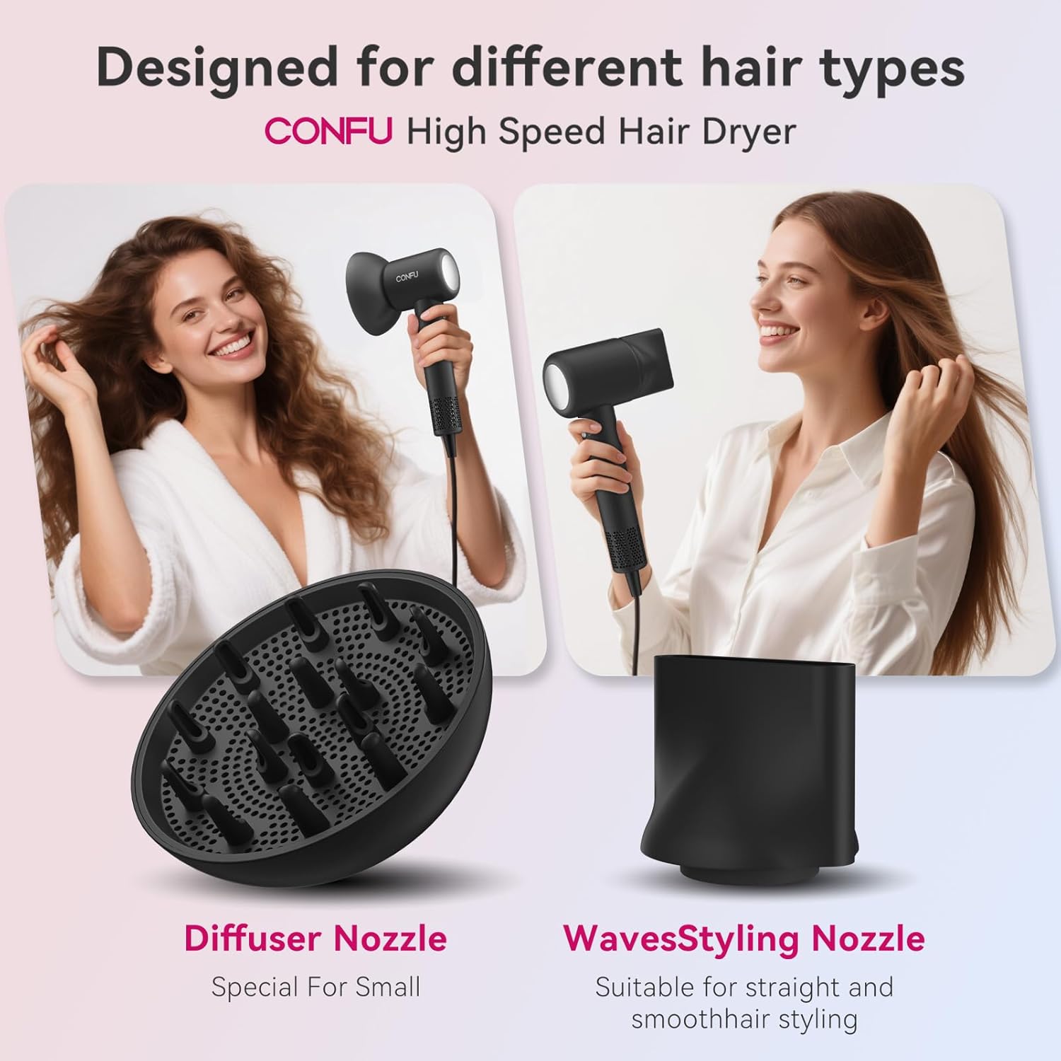 Detalle 2 de CONFU Hair Dryer with 110,000 RPM Brushless Motor and Magnetic Diffuser