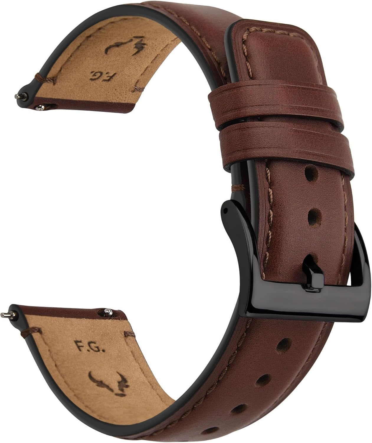 Detalle de Fullmosa Leder-Uhrenarmband Vintage–Ersatzarmband, 24 mm – hochwertiges Leder mit Schnellverschluss