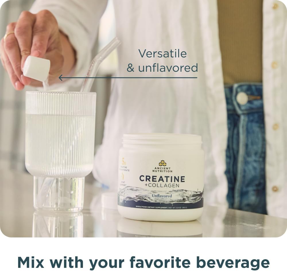Detalle de Ancient Nutrition 5g Creatine Monohydrate + Collagen Powder for Women